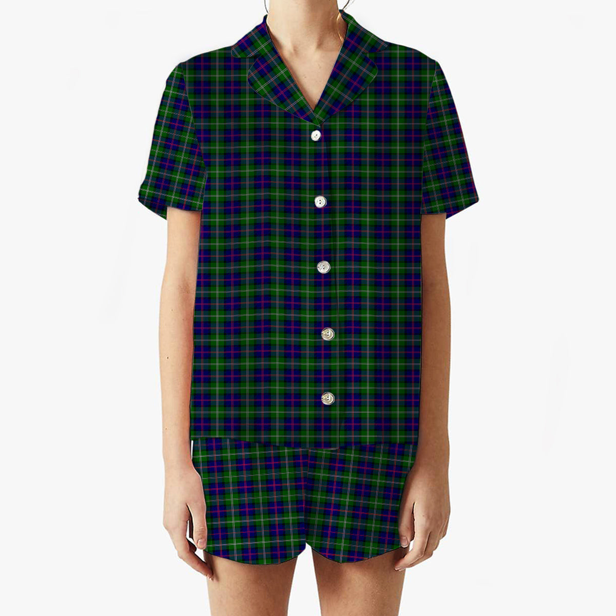 ScotsTee Shop Scottish McThomas Modern Women's Short Sleeve Short Set Tartan Pyjama Set
