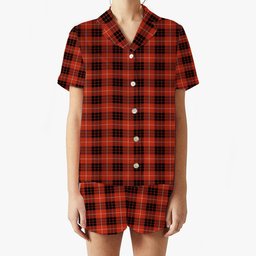 ScotsTee Shop Scottish Munro Black and Red Ancient Women's Short Sleeve Short Set Tartan Pyjama Set
