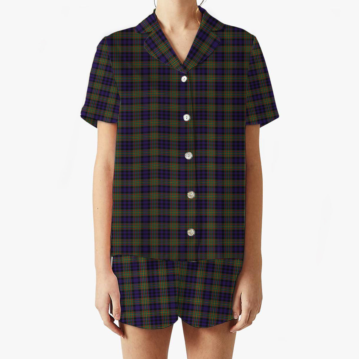 ScotsTee Shop Scottish McClelland Modern Women's Short Sleeve Short Set Tartan Pyjama Set