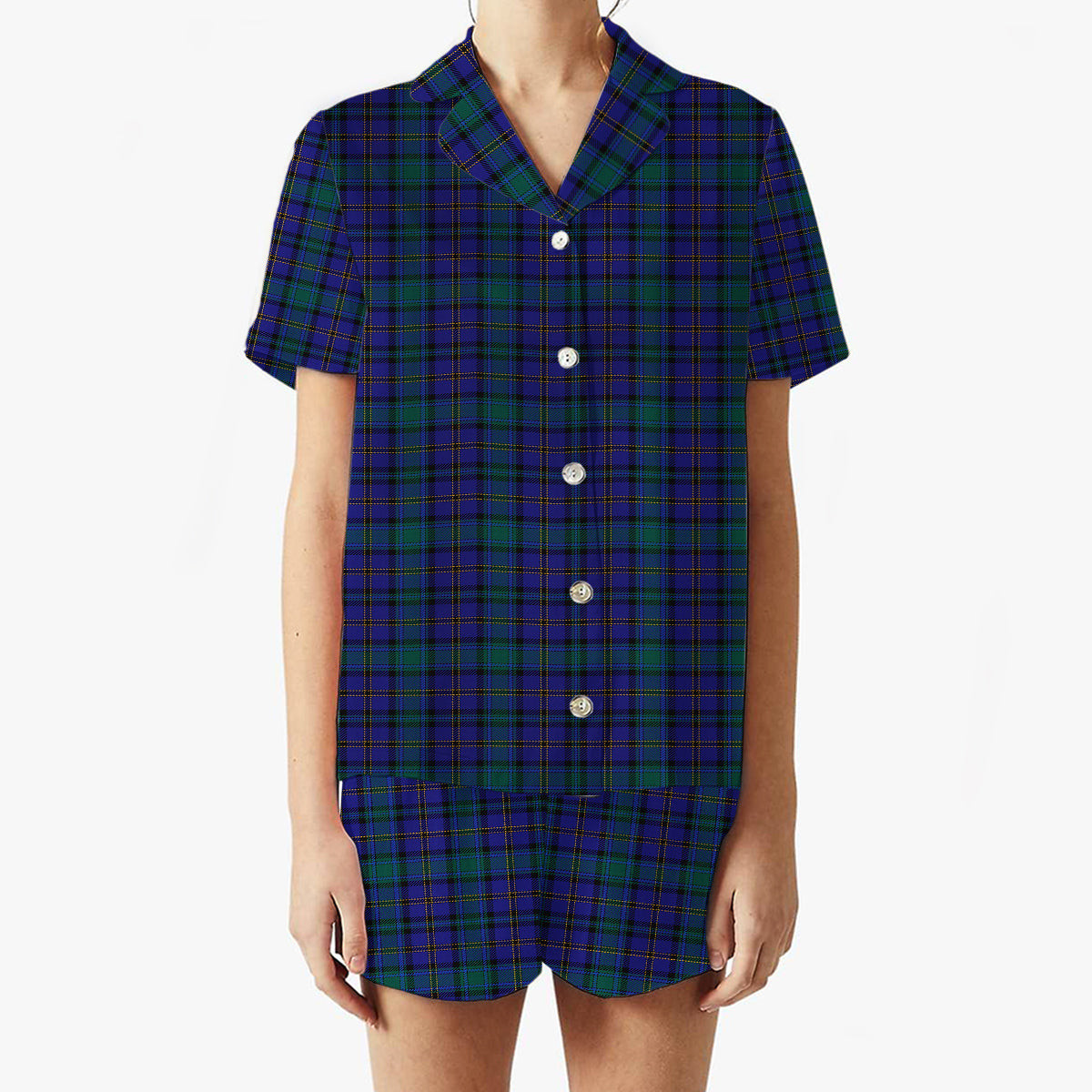 ScotsTee Shop Scottish Weir Ancient Tartan Women's Short Sleeve Short Set Tartan Pyjama Set