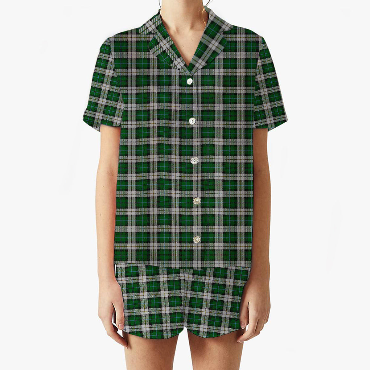 ScotsTee Shop Scottish McCandlish Arisaid Green Women's Short Sleeve Short Set Tartan Pyjama Set