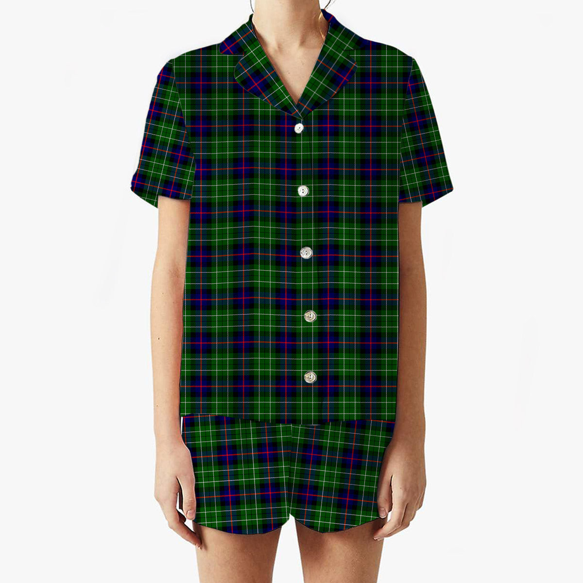 ScotsTee Shop Scottish Leslie Hunting SC Women's Short Sleeve Short Set Tartan Pyjama Set