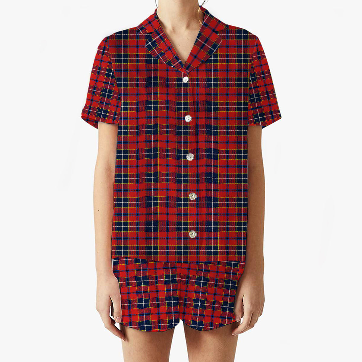 ScotsTee Shop Scottish Wishart Dress Modern Women's Short Sleeve Short Set Tartan Pyjama Set