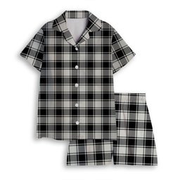 ScotsTee Shop Scottish MacFie Black & White Ancient Women's Short Sleeve Short Set Tartan Pyjama Set