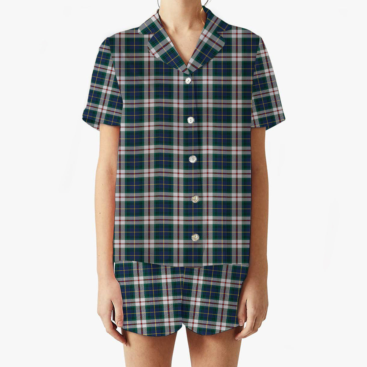 ScotsTee Shop Scottish MacLeod Of Californian Modern Women's Short Sleeve Short Set Tartan Pyjama Set