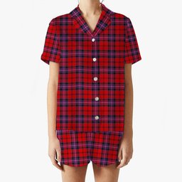 ScotsTee Shop Scottish Kelly of Sleat Red Modern Women's Short Sleeve Short Set Tartan Pyjama Set