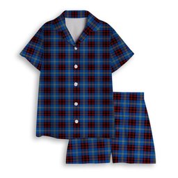 ScotsTee Shop Scottish Rutherford Modern Women's Short Sleeve Short Set Tartan Pyjama Set