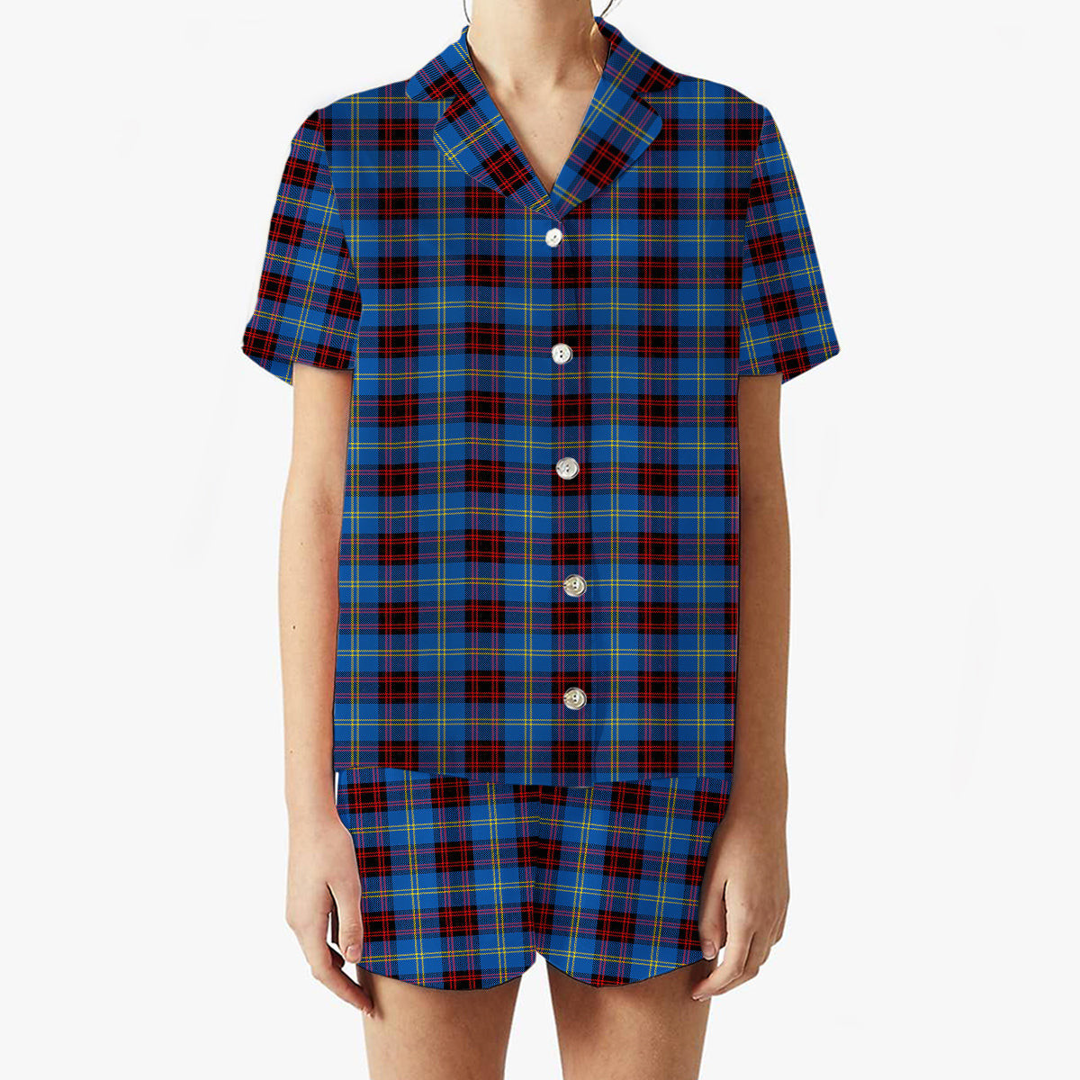 ScotsTee Shop Scottish Rutherford Modern Women's Short Sleeve Short Set Tartan Pyjama Set