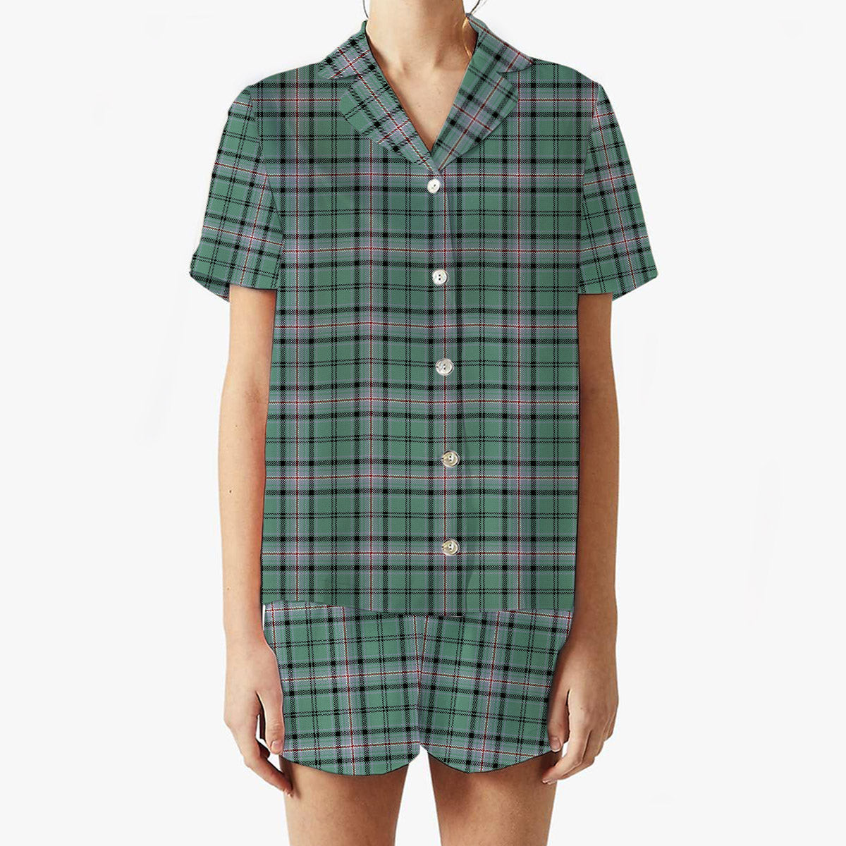 ScotsTee Shop Scottish Kelly of Sleat Hunting Ancient Women's Short Sleeve Short Set Tartan Pyjama Set