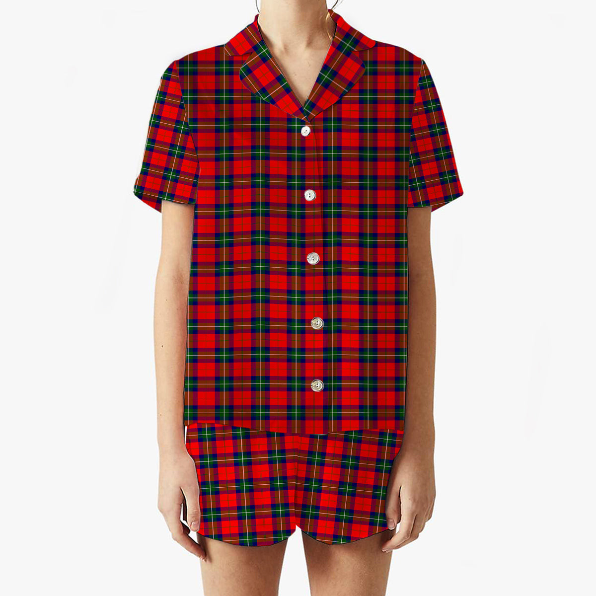 ScotsTee Shop Scottish Ruthven Modern Women's Short Sleeve Short Set Tartan Pyjama Set