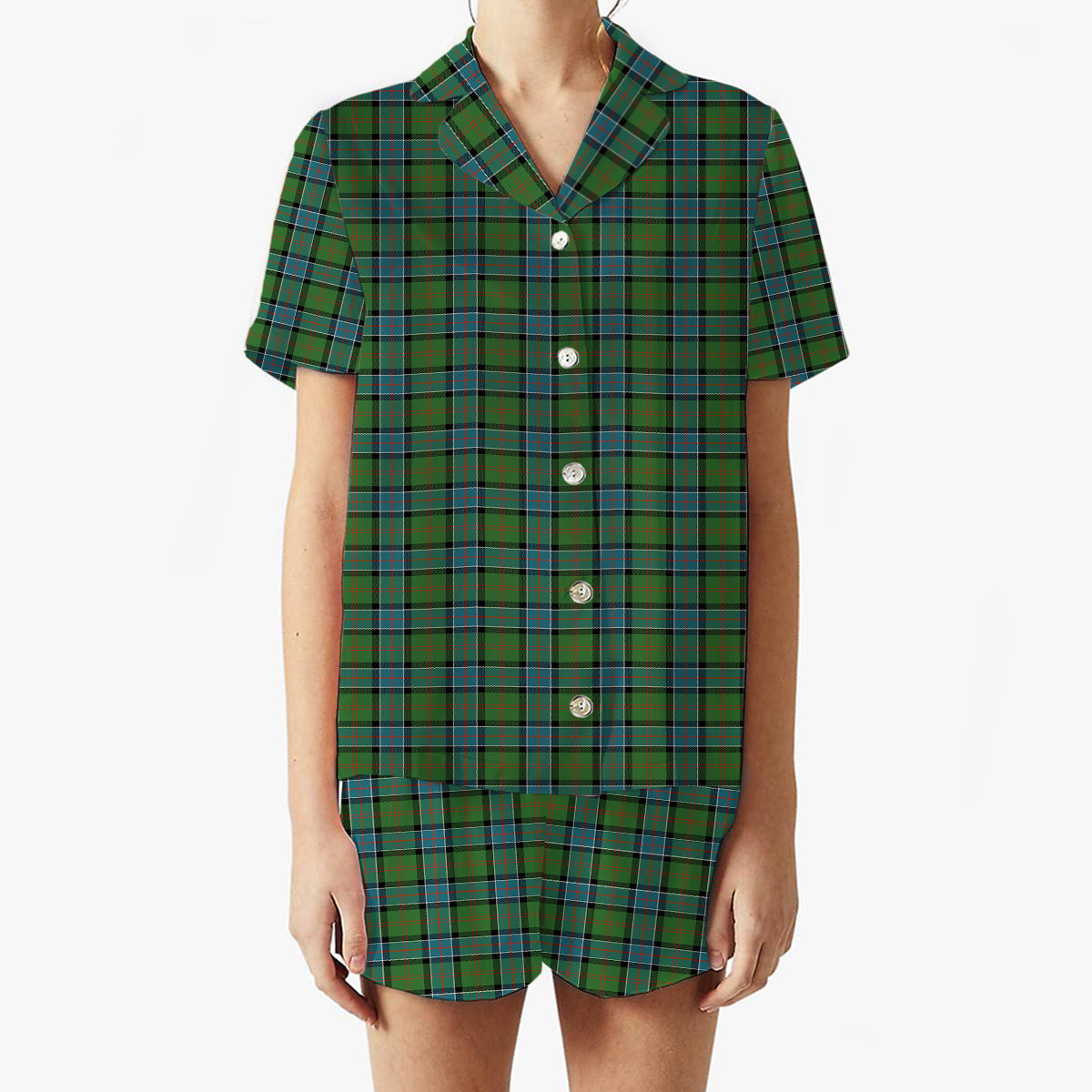 ScotsTee Shop Scottish Sinclair Hunting Ancient Clan Women's Short Sleeve Short Set Tartan Pyjama Set