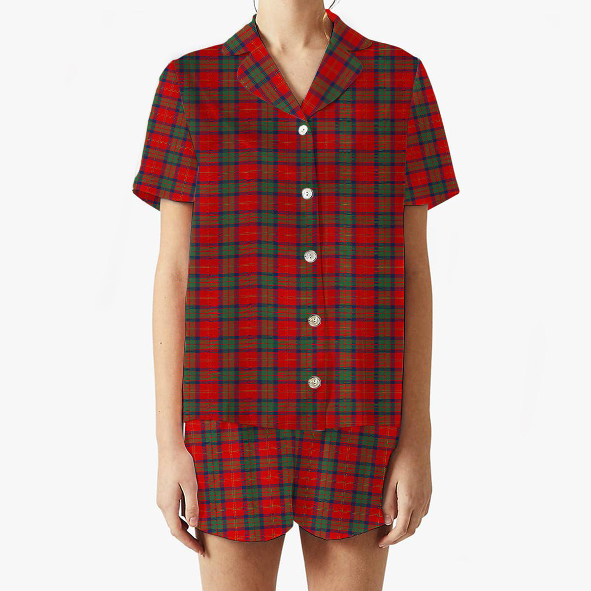 ScotsTee Shop Scottish McPherson of Cluny Modern Women's Short Sleeve Short Set Tartan Pyjama Set