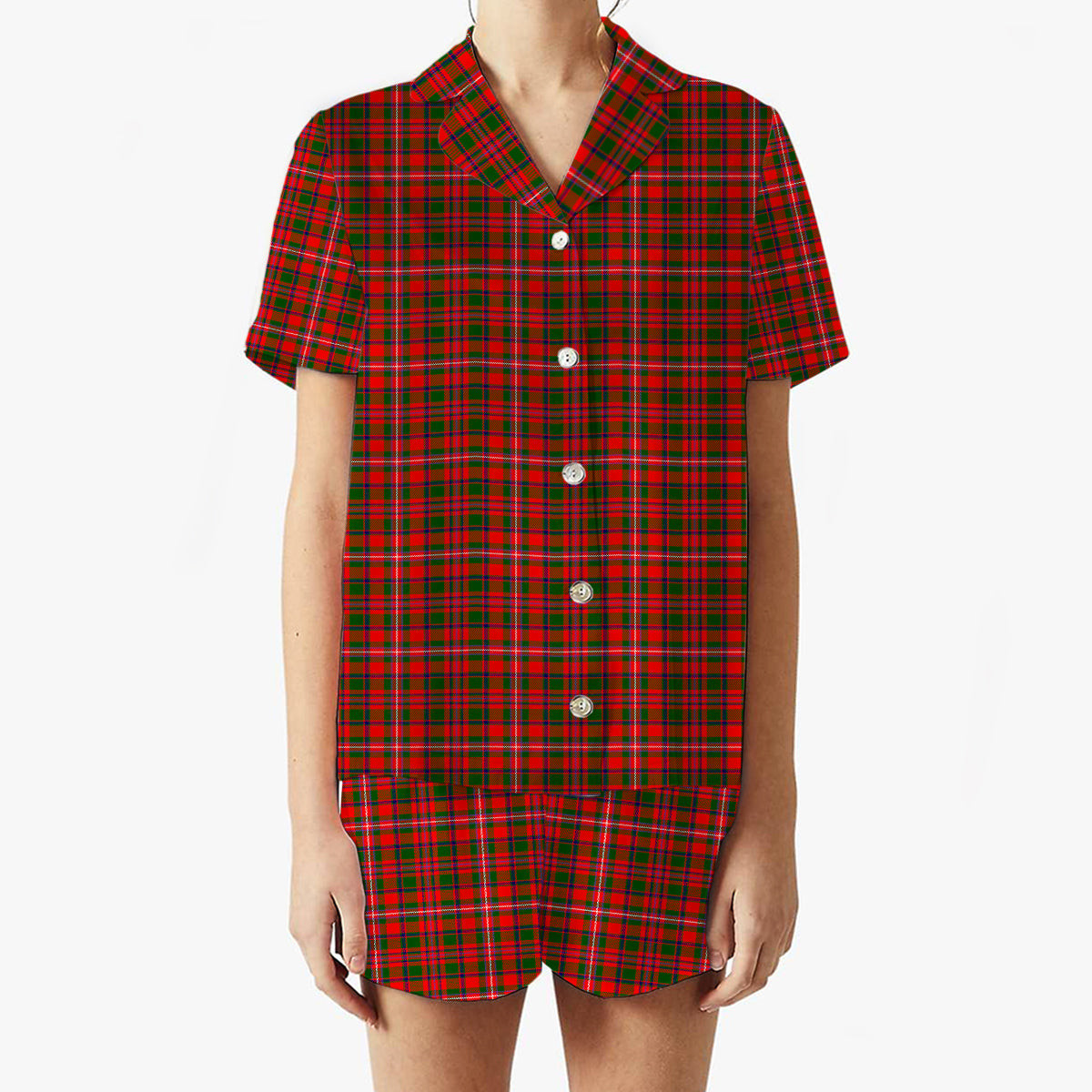 ScotsTee Shop Scottish MacKinnon Modern Women's Short Sleeve Short Set Tartan Pyjama Set