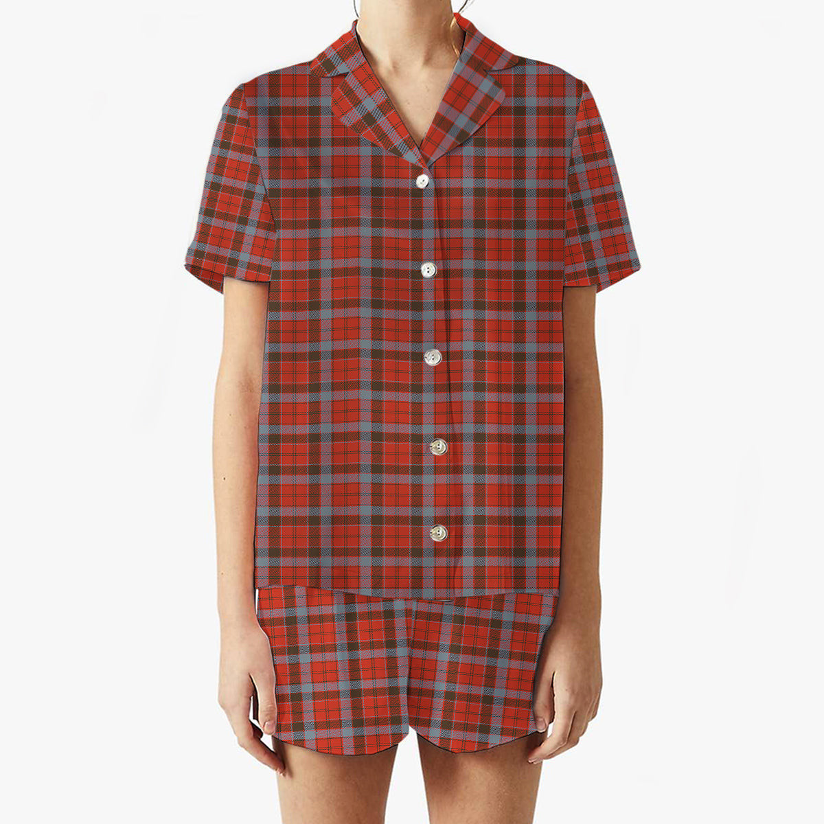 ScotsTee Shop Scottish Robertson Weathered Women's Short Sleeve Short Set Tartan Pyjama Set