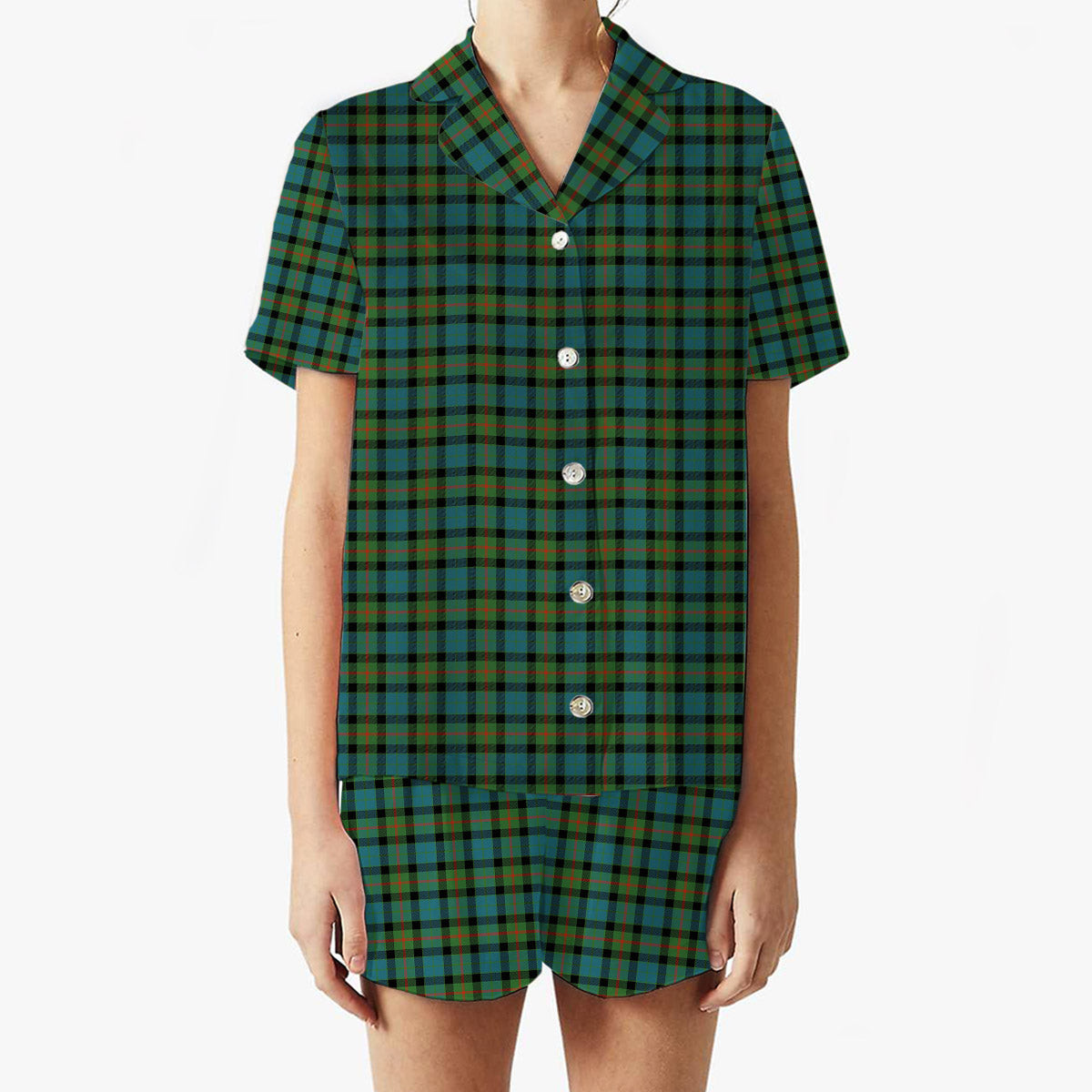 ScotsTee Shop Scottish Gunn Ancient Clan Women's Short Sleeve Short Set Tartan Pyjama Set