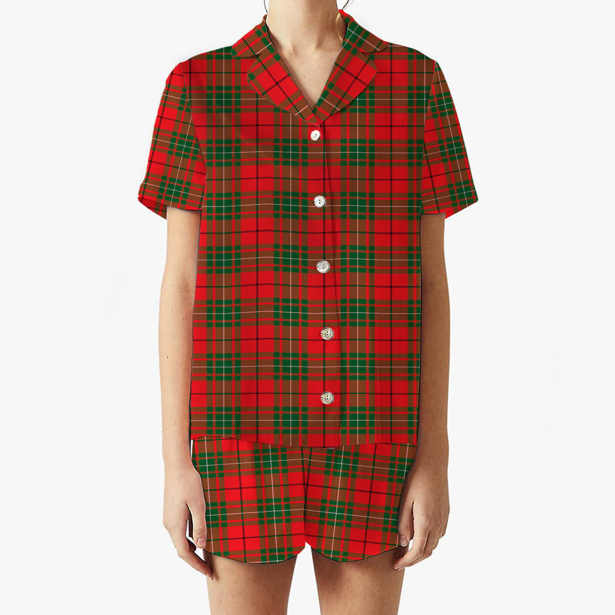 ScotsTee Shop Scottish McAulay Modern Women's Short Sleeve Short Set Tartan Pyjama Set