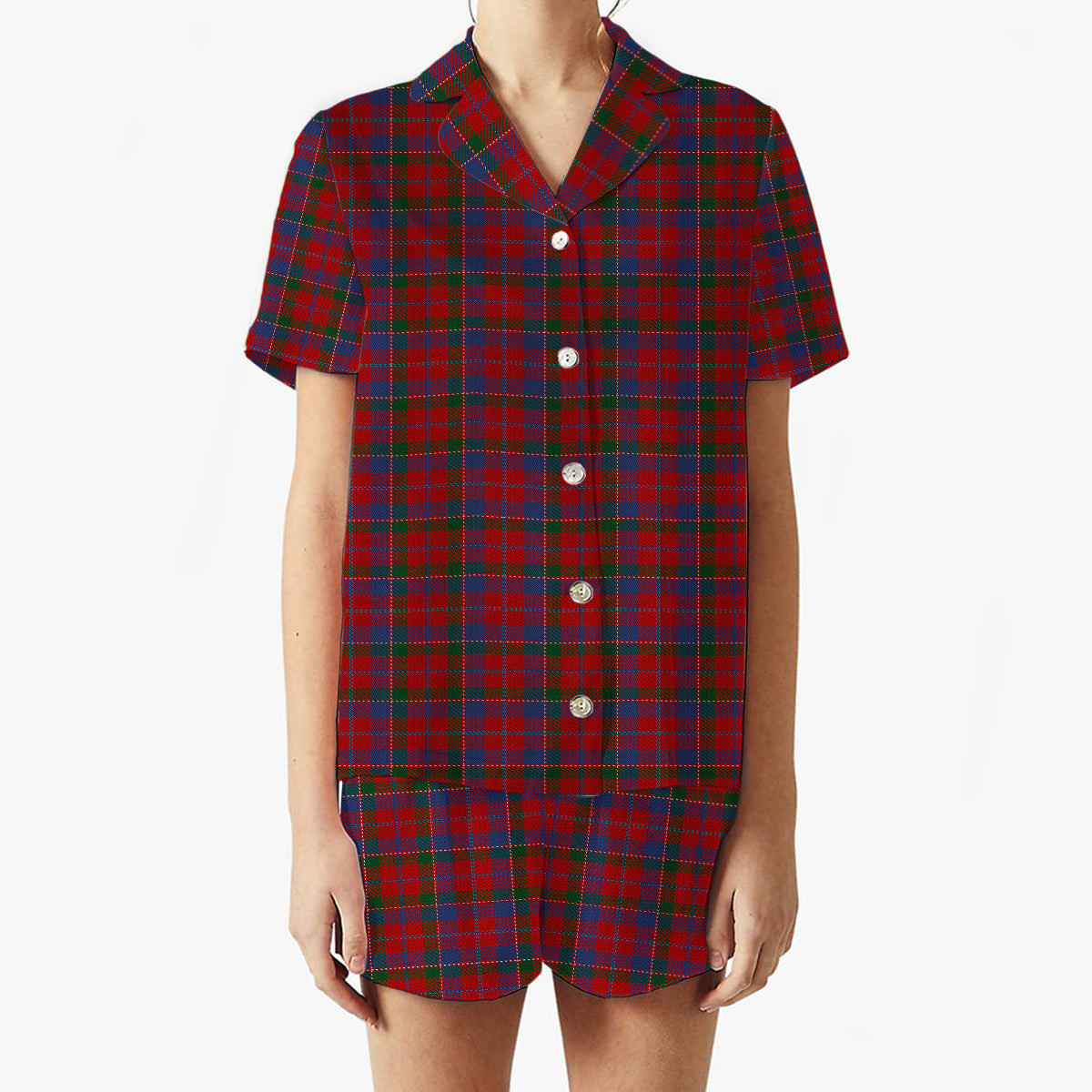 ScotsTee Shop Scottish MacDonald of Glenaladale Women's Short Sleeve Short Set Tartan Pyjama Set