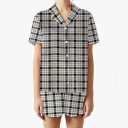 ScotsTee Shop Scottish MacFarlane Black White Modern Women's Short Sleeve Short Set Tartan Pyjama Set
