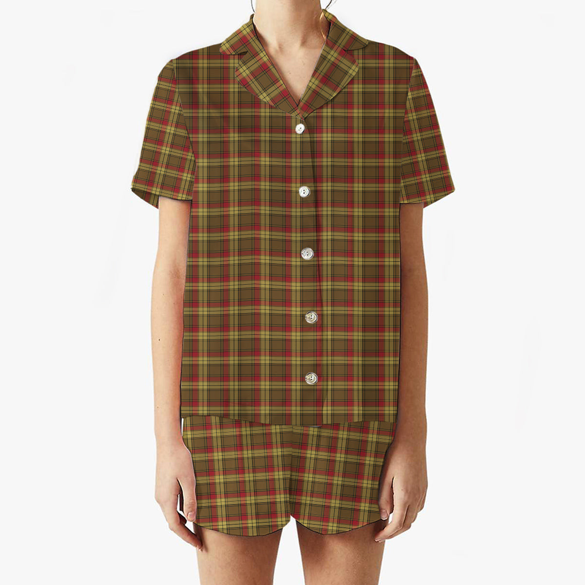 ScotsTee Shop Scottish MacMillan Old Weathered Women's Short Sleeve Short Set Tartan Pyjama Set