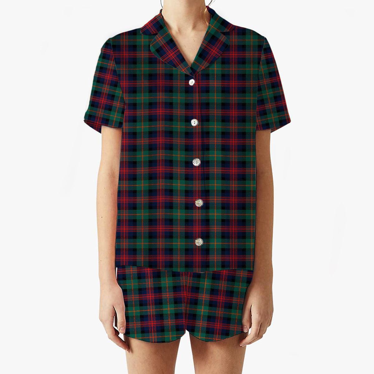 ScotsTee Shop Scottish MacLennan Modern Women's Short Sleeve Short Set Tartan Pyjama Set