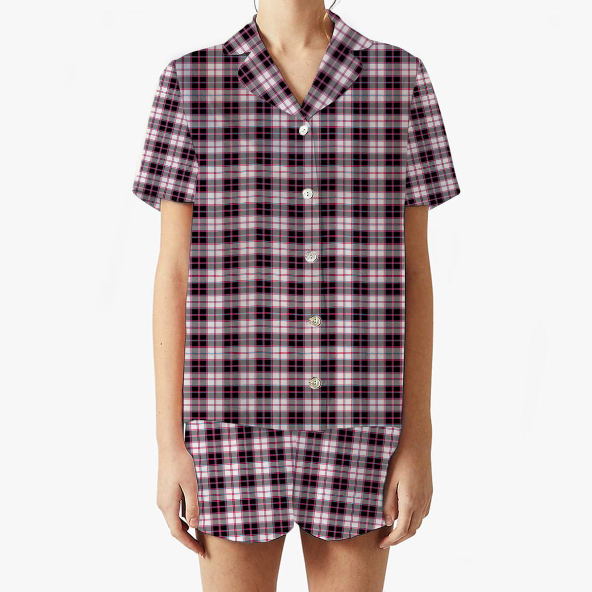 ScotsTee Shop Scottish MacPherson Hunting Modern Women's Short Sleeve Short Set Tartan Pyjama Set