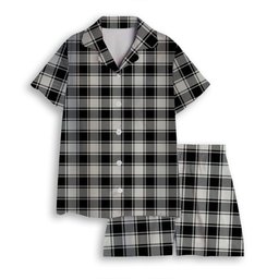 ScotsTee Shop Scottish MacFie Black & White Modern Women's Short Sleeve Short Set Tartan Pyjama Set