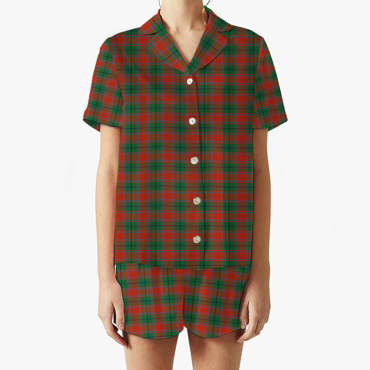 ScotsTee Shop Scottish MacPhail Blue Bands Ancient Women's Short Sleeve Short Set Tartan Pyjama Set