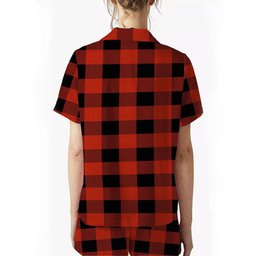 ScotsTee Shop Scottish Gregor Red & Black Ancient Women's Short Sleeve Short Set Tartan Pyjama Set