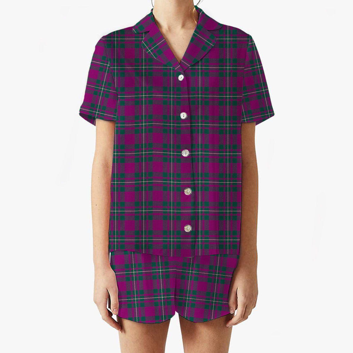 ScotsTee Shop Scottish Gregor Hunting Modern Women's Short Sleeve Short Set Tartan Pyjama Set