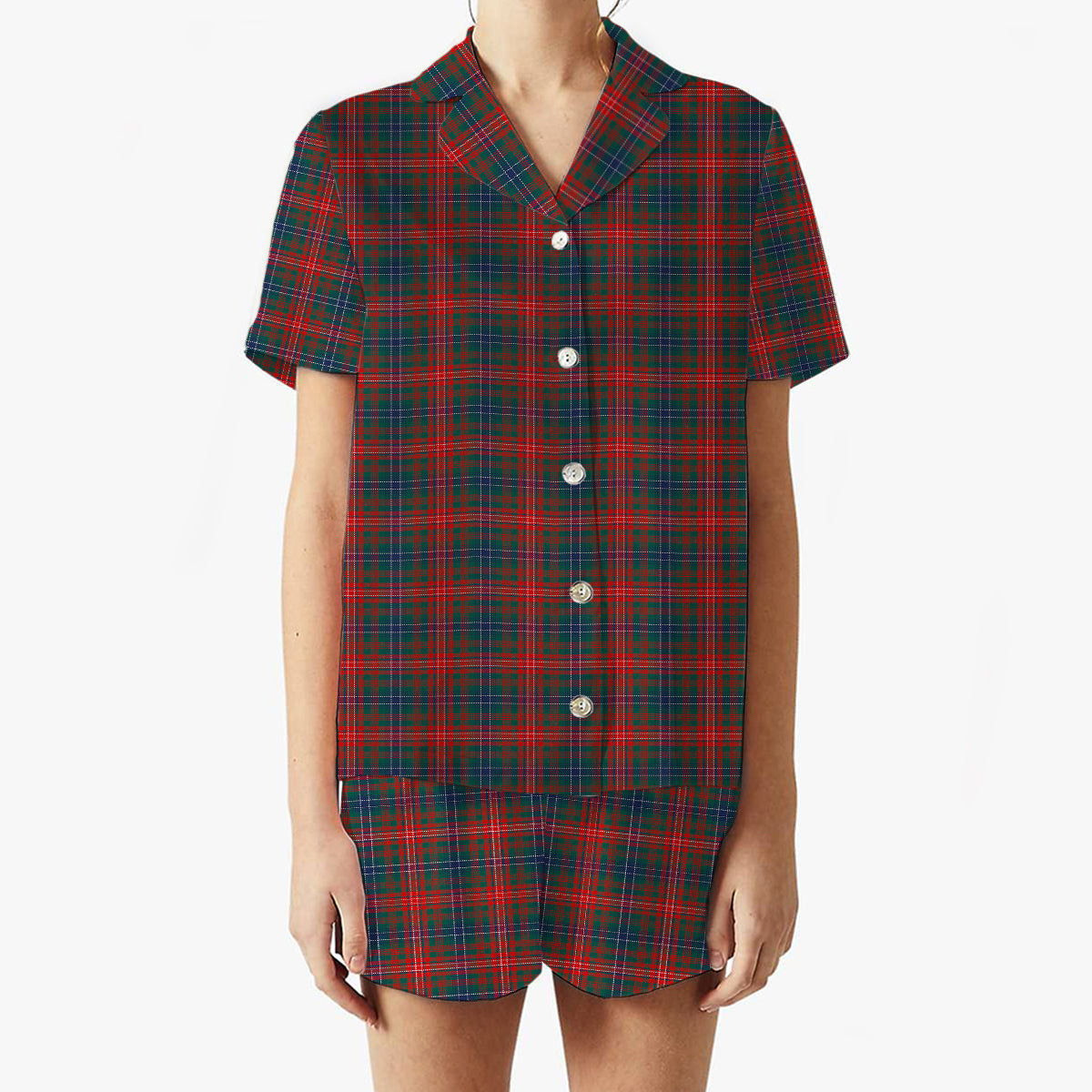 ScotsTee Shop Scottish Wilson Modern Tartan Women's Short Sleeve Short Set Tartan Pyjama Set