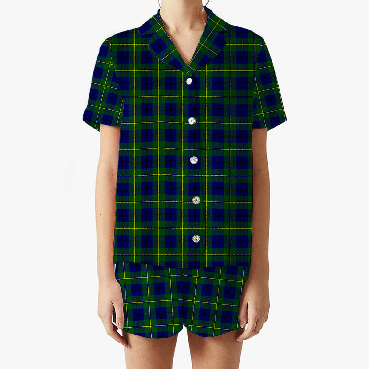 ScotsTee Shop Scottish Johnston of Caskieben Modern Women's Short Sleeve Short Set Tartan Pyjama Set