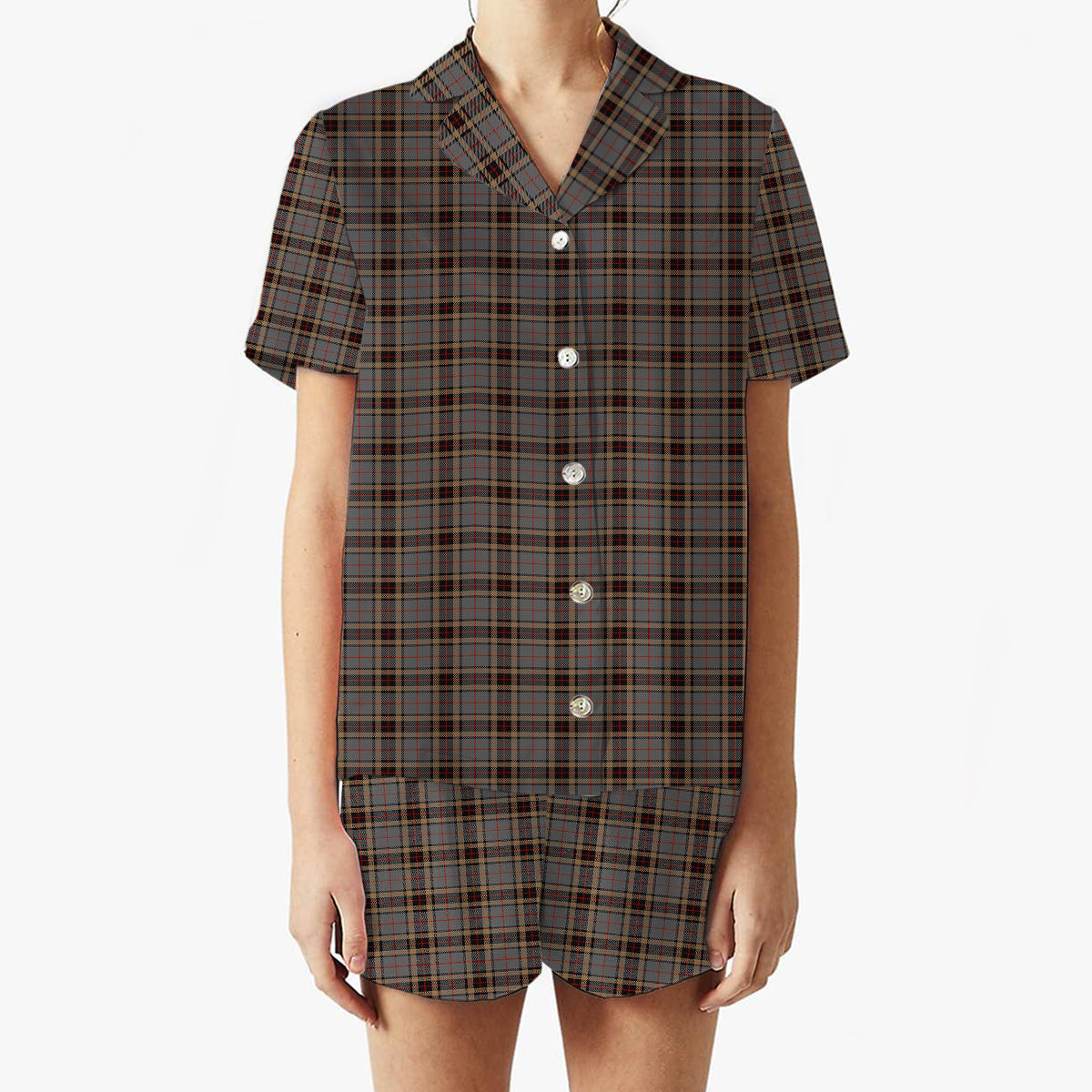ScotsTee Shop Scottish Thomson special grey Women's Short Sleeve Short Set Tartan Pyjama Set