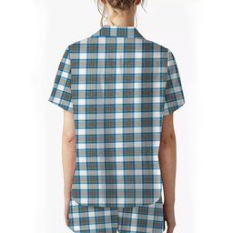 ScotsTee Shop Scottish Stewart Muted Blue Women's Short Sleeve Short Set Tartan Pyjama Set