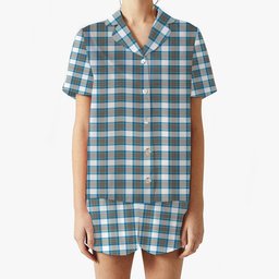 ScotsTee Shop Scottish Stewart Muted Blue Women's Short Sleeve Short Set Tartan Pyjama Set