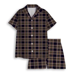 ScotsTee Shop Scottish Stewart Navy Women's Short Sleeve Short Set Tartan Pyjama Set