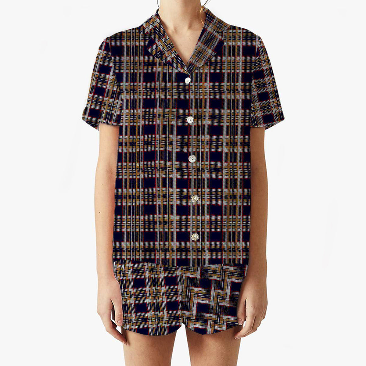 ScotsTee Shop Scottish Stewart Navy Women's Short Sleeve Short Set Tartan Pyjama Set