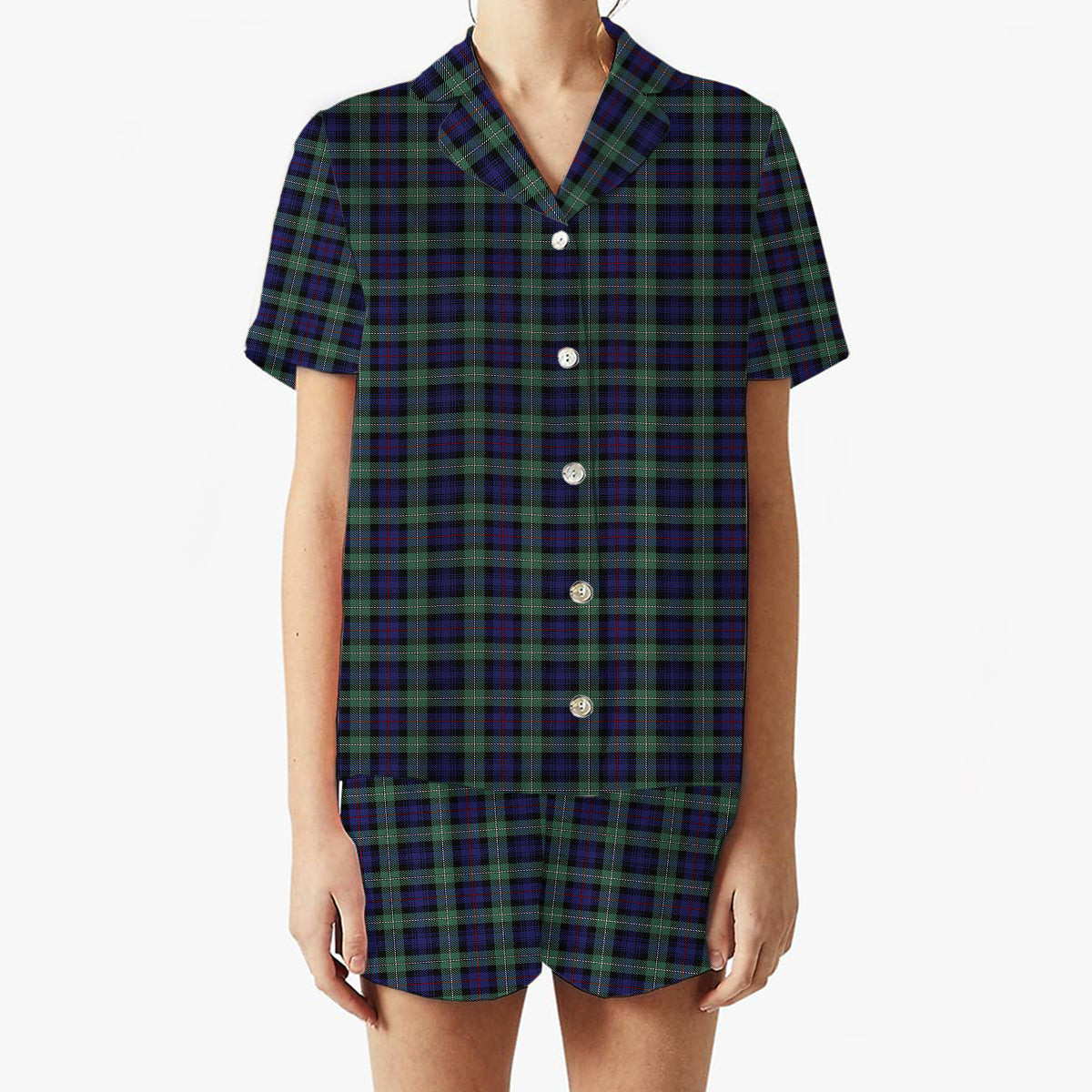 ScotsTee Shop Scottish McKenzie Hunting Green Women's Short Sleeve Short Set Tartan Pyjama Set