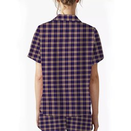 ScotsTee Shop Scottish Harris Royal Blue Women's Short Sleeve Short Set Tartan Pyjama Set