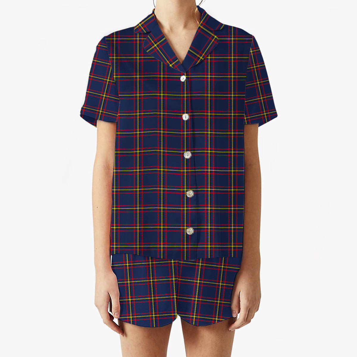 ScotsTee Shop Scottish MacLaine of Lochbuie Hunting Modern Women's Short Sleeve Short Set Tartan Pyjama Set