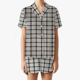 ScotsTee Shop Scottish MacFarlane Black White Ancient Women's Short Sleeve Short Set Tartan Pyjama Set