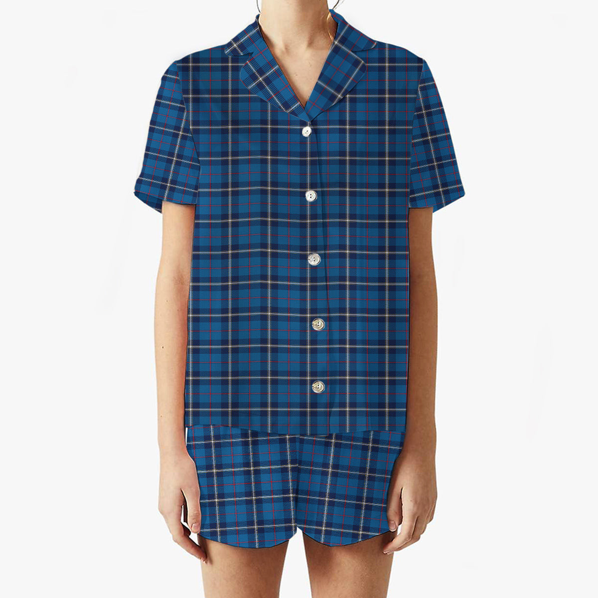 ScotsTee Shop Scottish MacRae of America Modern Women's Short Sleeve Short Set Tartan Pyjama Set