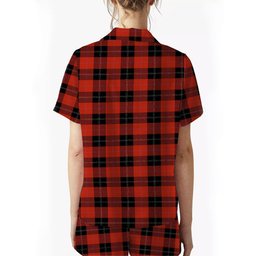 ScotsTee Shop Scottish Ramsay of Dalhousie (Ramsay Red) Ancient Women's Short Sleeve Short Set Tartan Pyjama Set