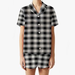 ScotsTee Shop Scottish McFie Black & White Ancient Women's Short Sleeve Short Set Tartan Pyjama Set