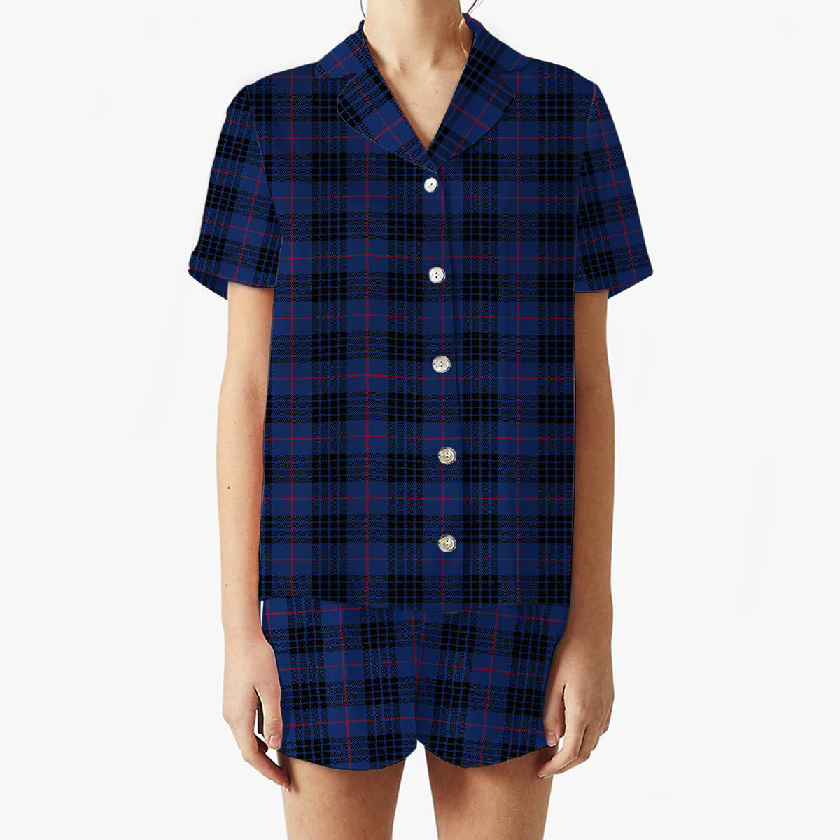 ScotsTee Shop Scottish McCoy Blue Women's Short Sleeve Short Set Tartan Pyjama Set