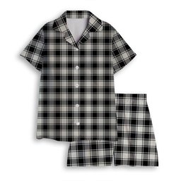 ScotsTee Shop Scottish MacPhee B&W Modern Women's Short Sleeve Short Set Tartan Pyjama Set