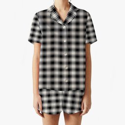ScotsTee Shop Scottish MacPhee B&W Modern Women's Short Sleeve Short Set Tartan Pyjama Set