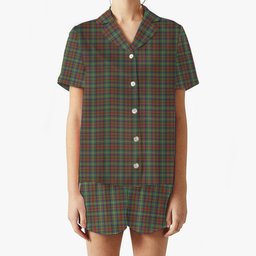 ScotsTee Shop Scottish Shaw Green Modern Women's Short Sleeve Short Set Tartan Pyjama Set