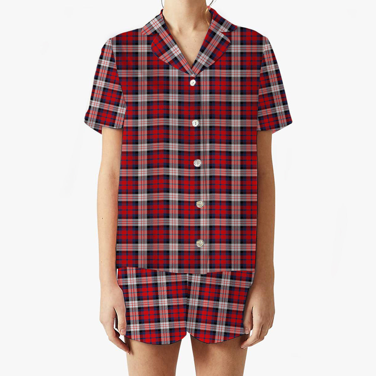 ScotsTee Shop Scottish McDonald Dress Irish Modern Women's Short Sleeve Short Set Tartan Pyjama Set