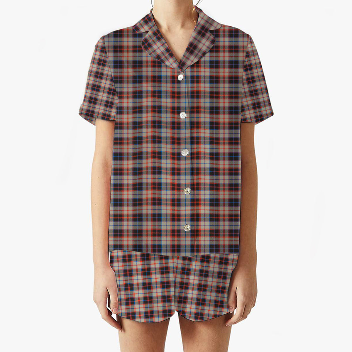 ScotsTee Shop Scottish MacPherson Hunting Ancient Women's Short Sleeve Short Set Tartan Pyjama Set