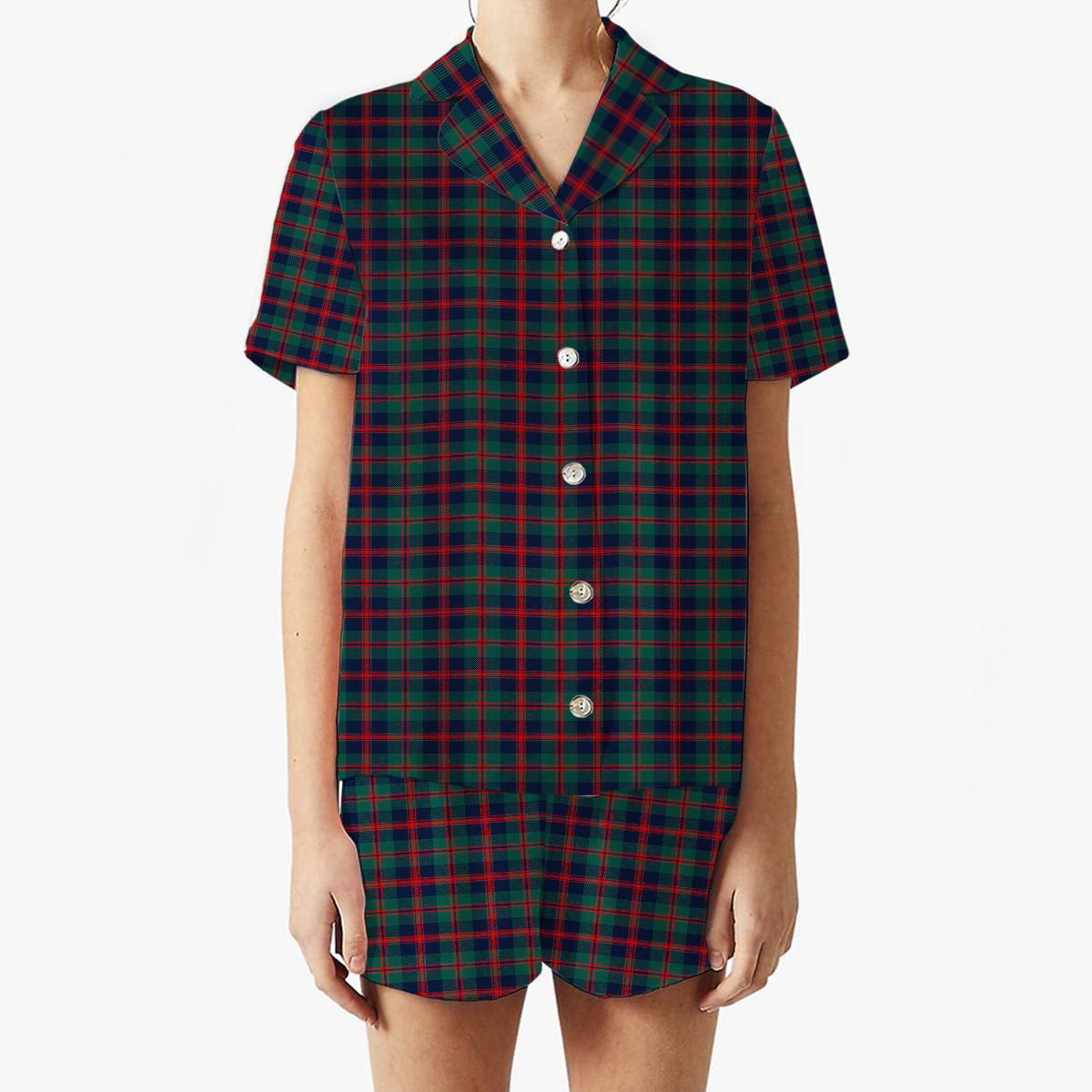ScotsTee Shop Scottish Robertson of Struan Modern Women's Short Sleeve Short Set Tartan Pyjama Set